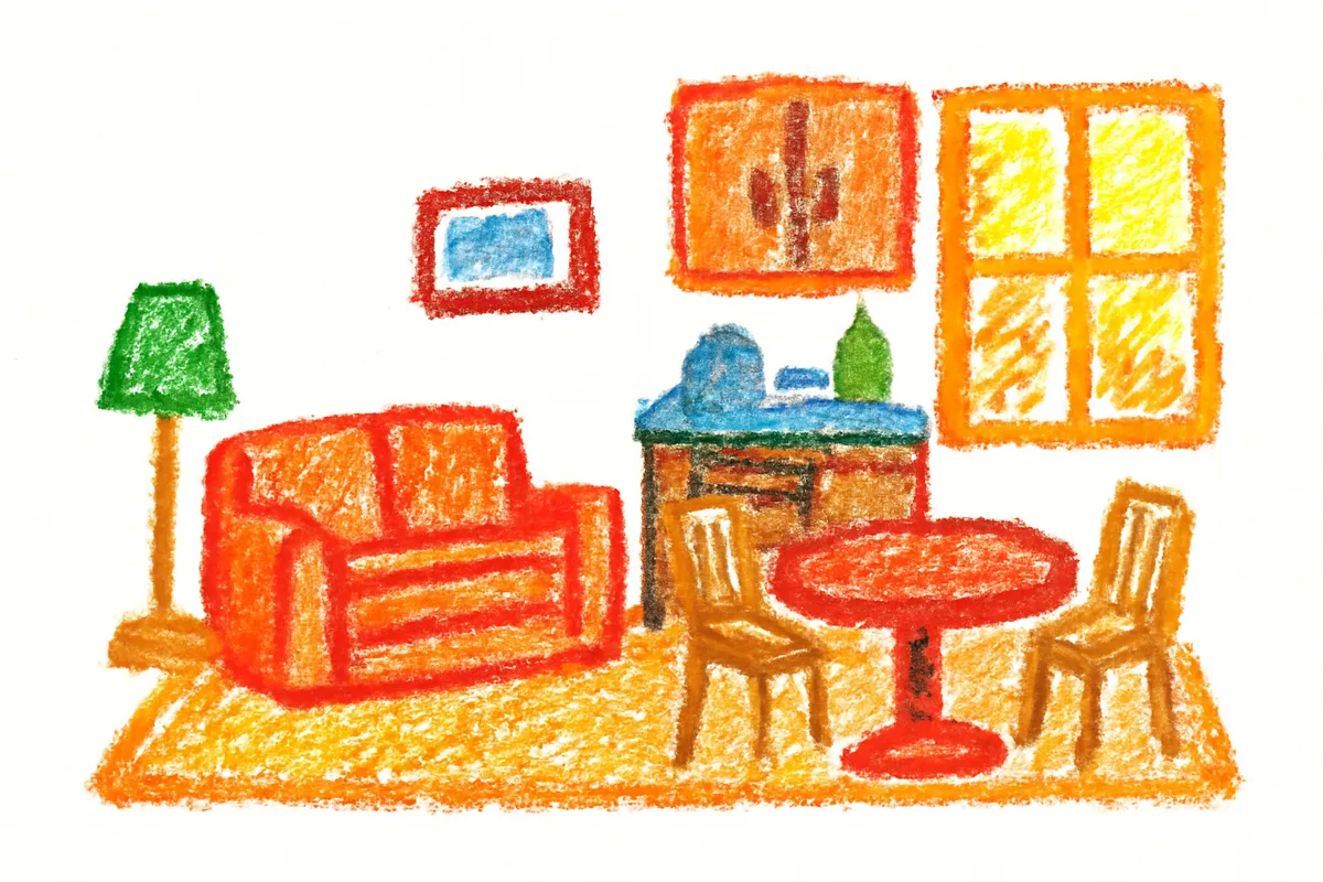 リビングとキッチンのある温かな暮らしの空間