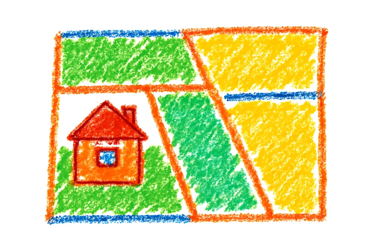 区画された土地と家のイメージ